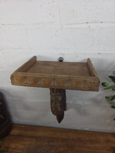 Vintage Rustic Indian Hand Carved Architectural Wall Shelf Plinth