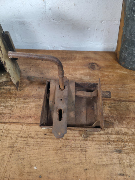Antique 17th 18th century Blacksmith Made Door Lock With Key And Handle