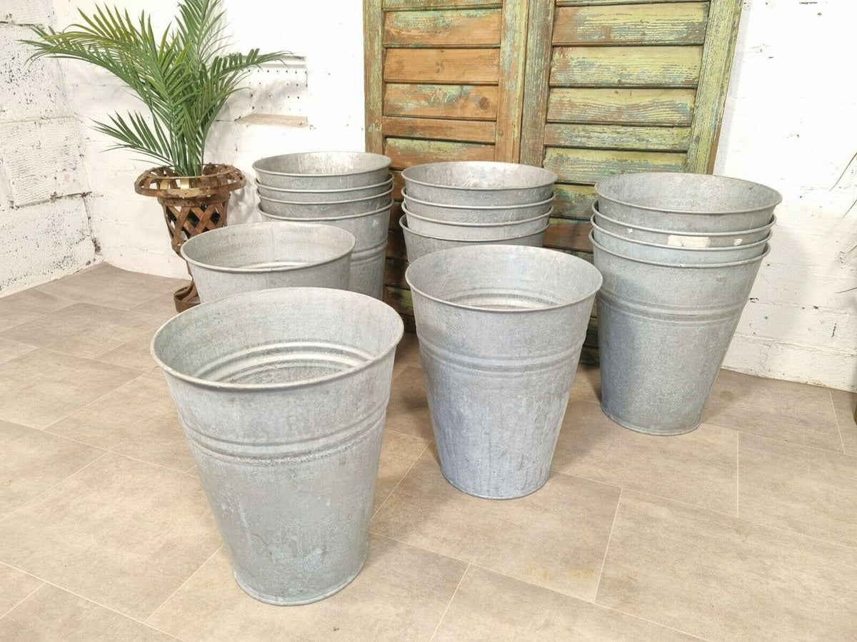 Vintage Galvanised Zinc Florist Display Tub Bucket Garden Planter Vase