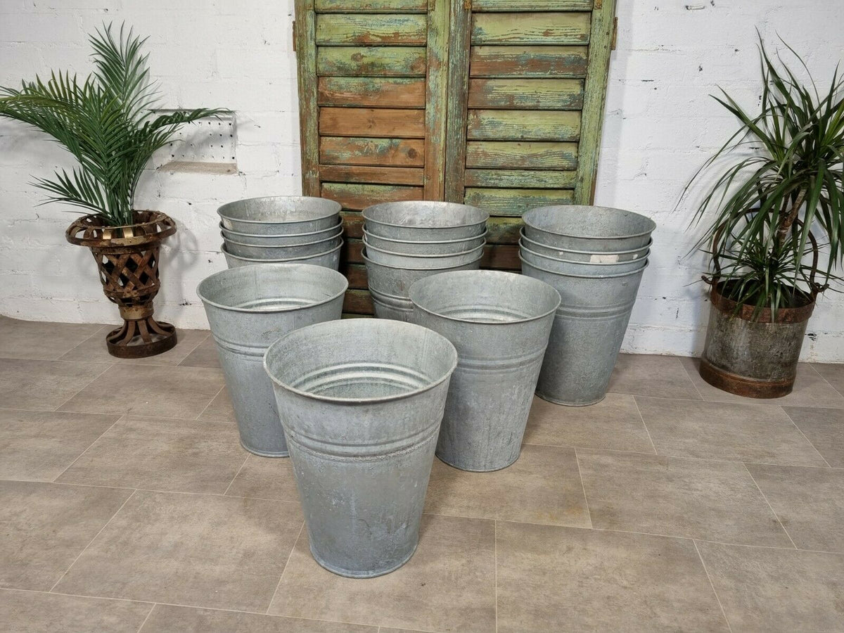 Vintage Galvanised Zinc Florist Display Tub Bucket Garden Planter Vase