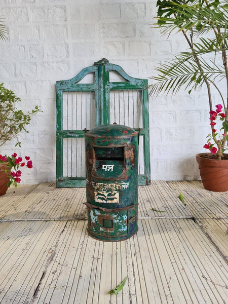Vintage Rustic Original Indian Metal Wall Mounted Letter Post Box Garden Feature