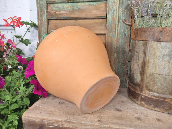 Vintage European Green Glazed Terracotta Wine Vessel Jug Pitcher Amphora