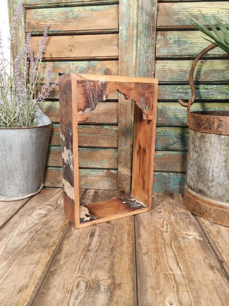 Vintage Reclaimed Indian Hand Made Wooden Temple Wall Display Shelves Cream
