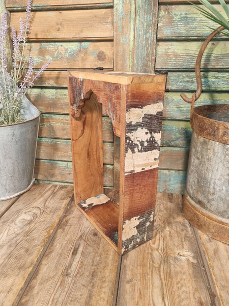Vintage Reclaimed Indian Hand Made Wooden Temple Wall Display Shelves Cream
