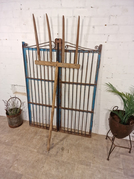 Antique Vintage French Rustic Primitive Wooden Hay Rake Pitch Fork