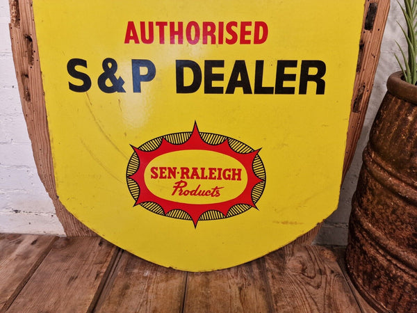 Vintage Raleigh Enamel Bicycles Cycles Double Sided Advertising Sign