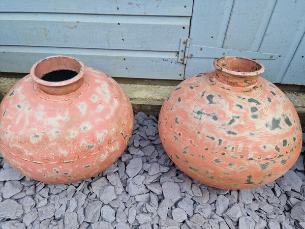 Authentic Indian Pink Rustic Hand Made Riveted Water Pot