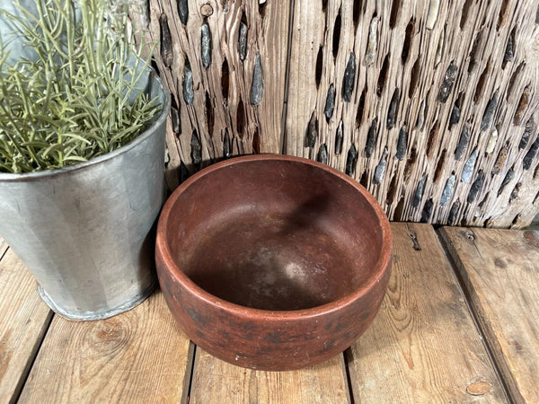 Vintage Rustic Hand Made Indian Clay Stone Bowl Dish
