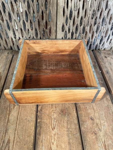 Vintage Rustic Reclaimed Hand Made Wooden Brick Mould Tray Trinket Herb Planter
