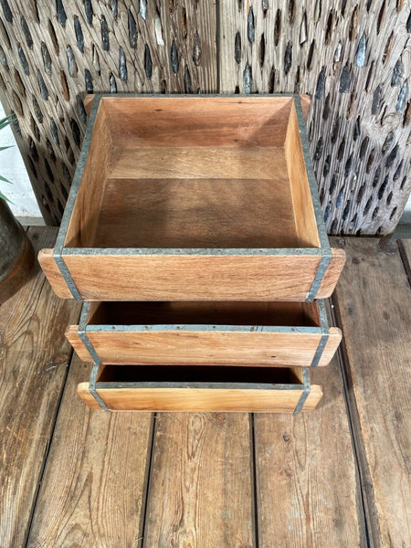Vintage Rustic Reclaimed Hand Made Wooden Brick Mould Tray Trinket Herb Planter