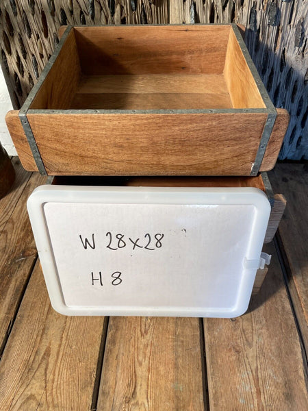Vintage Rustic Reclaimed Hand Made Wooden Brick Mould Tray Trinket Herb Planter
