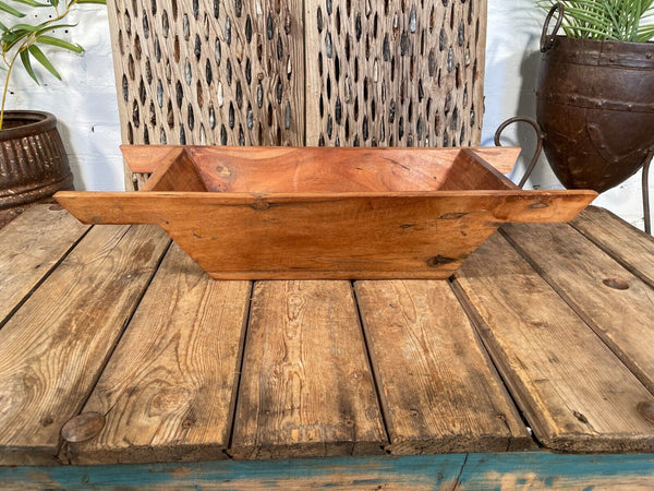 Vintage Reclaimed Hard Wood Dough Trough Trug Fruit Bowl Table Centrepiece