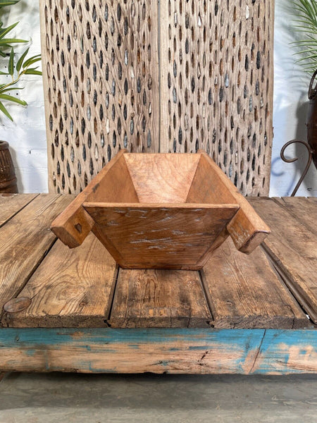 Vintage Reclaimed Hard Wood Dough Trough Trug Fruit Bowl Table Centrepiece