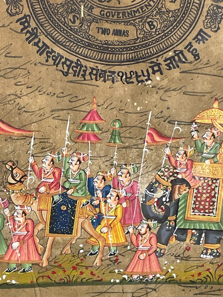 Antique Vintage Indian Court Paper Hand Painted Painting