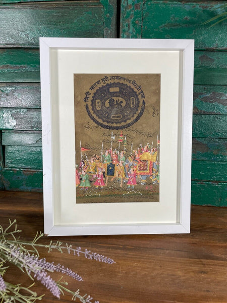 Antique Vintage Indian Court Paper Hand Painted Painting