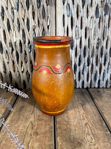 Antique Vintage French European Glazed Terracotta  Vase Jug Pitcher Confit Pot