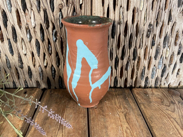 Antique Vintage French European Glazed Terracotta  Vase Jug Pitcher Confit Pot