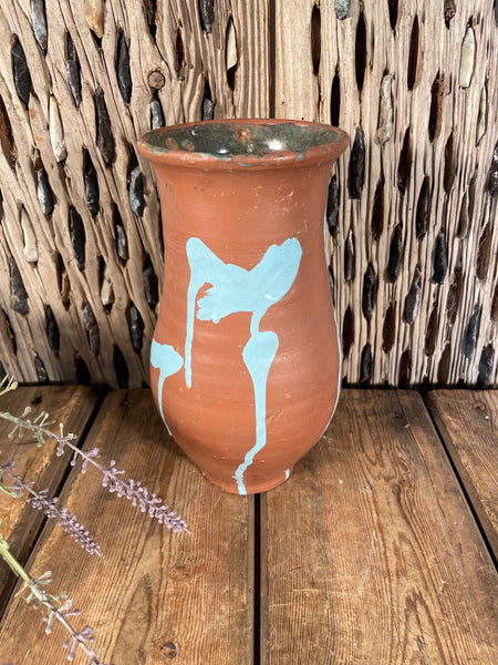 Antique Vintage French European Glazed Terracotta  Vase Jug Pitcher Confit Pot