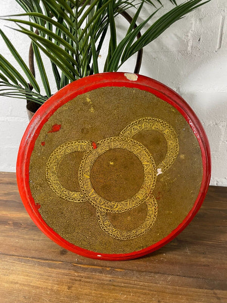 Vintage Original Kashmiri Hand Painted Floral Papier Mache Display Plate Bowl