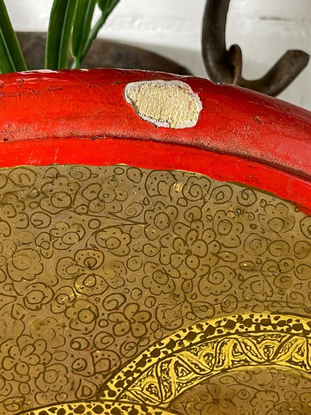 Vintage Original Kashmiri Hand Painted Floral Papier Mache Display Plate Bowl