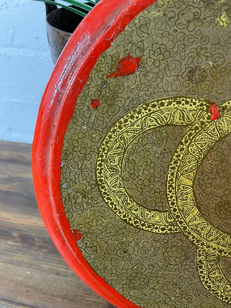 Vintage Original Kashmiri Hand Painted Floral Papier Mache Display Plate Bowl