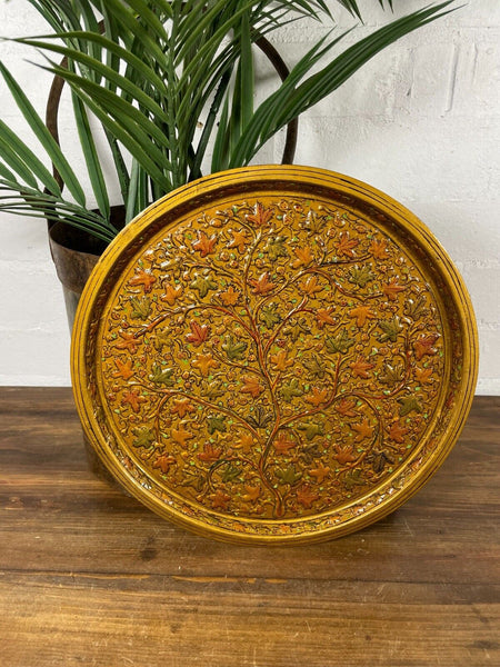 Vintage Original Kashmiri Hand Painted Floral Papier Mache Tray