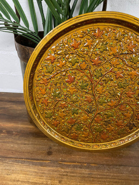 Vintage Original Kashmiri Hand Painted Floral Papier Mache Tray