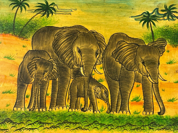 Vintage Original Kashmiri Hand Painted Elephant Papier Mache Tray
