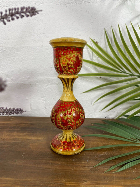 Vintage Hand Painted Kashmir Candle Stick Holder