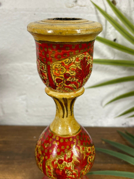 Vintage Hand Painted Kashmir Candle Stick Holder