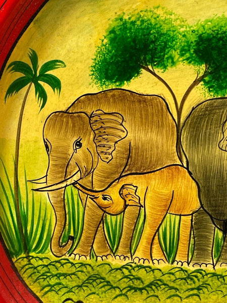 Vintage Original Kashmiri Hand Painted Elephant Papier Mache Tray