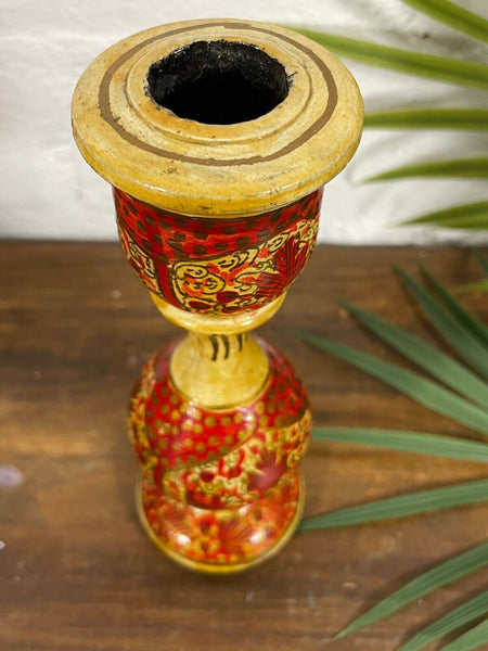 Vintage Hand Painted Kashmir Candle Stick Holder