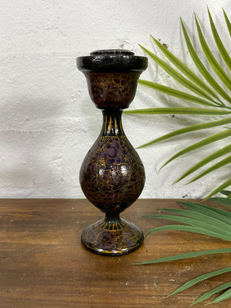 Vintage Hand Painted Kashmir Candle Stick Holder