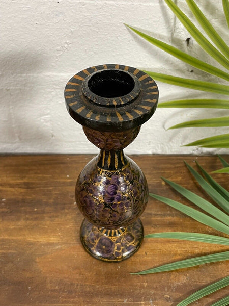 Vintage Hand Painted Kashmir Candle Stick Holder