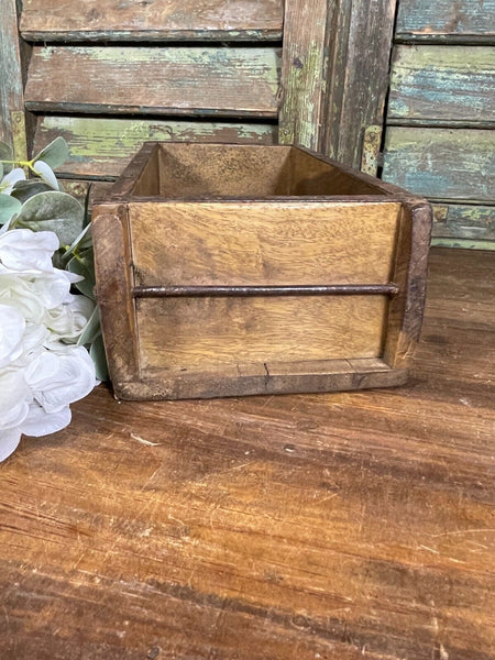 Vintage Rustic Reclaimed Hand Made Wooden Brick Mould Trinket Herb Planter