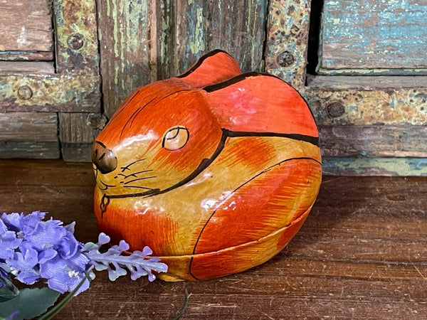 Artisan Crafted Decorative Hand Painted Papier Mache Rabbit Ornament Trinket Box