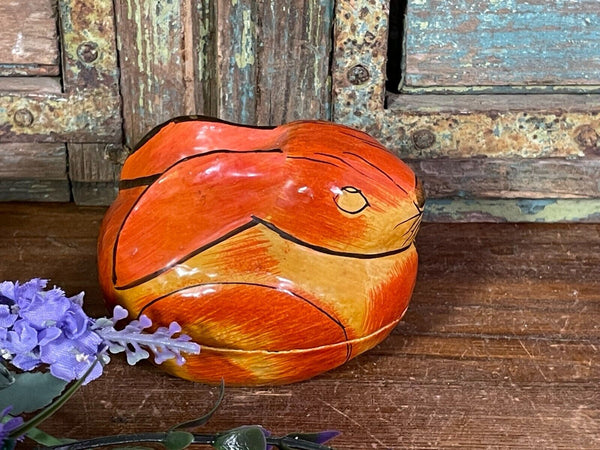 Artisan Crafted Decorative Hand Painted Papier Mache Rabbit Ornament Trinket Box
