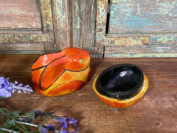 Artisan Crafted Decorative Hand Painted Papier Mache Rabbit Ornament Trinket Box