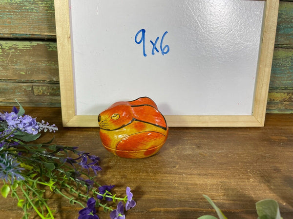 Artisan Crafted Decorative Hand Painted Papier Mache Rabbit Ornament Trinket Box