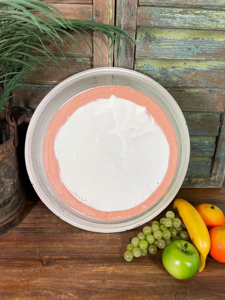 Large Hand Made Italian Style Terracotta Green Glazed Passata Fruit Mixing Bowl