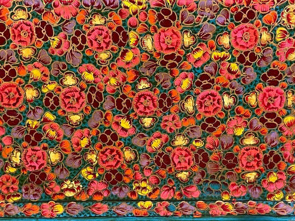 Vintage Original Kashmiri Hand Painted Floral Papier Mache Tray
