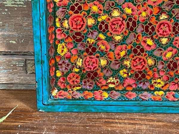Vintage Original Kashmiri Hand Painted Floral Papier Mache Tray