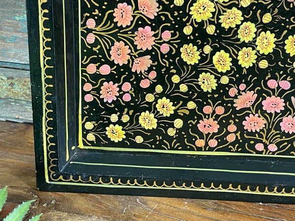 Vintage Original Kashmiri Hand Painted Floral Papier Mache Tray