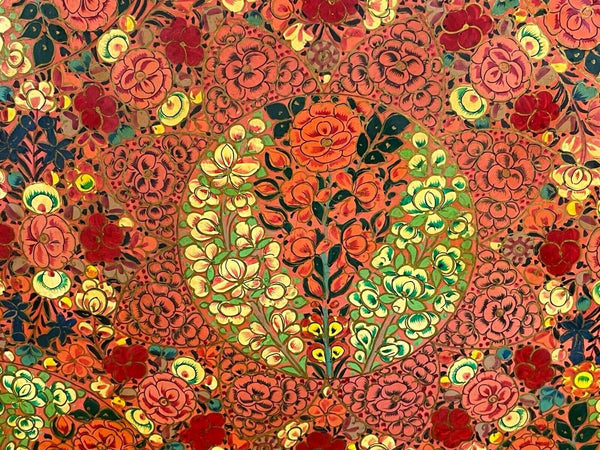 Vintage Original Kashmiri Hand Painted Floral Papier Mache Tray