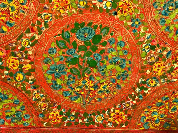 Vintage Original Kashmiri Hand Painted Floral Papier Mache Tray