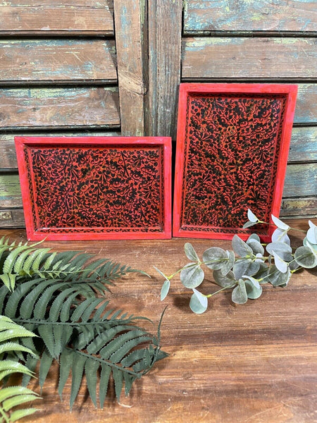 Vintage Original Kashmiri Hand Painted Floral Papier Mache Tray