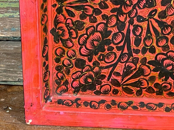 Vintage Original Kashmiri Hand Painted Floral Papier Mache Tray
