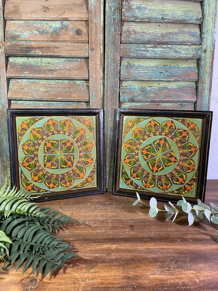 Vintage Original Kashmiri Hand Painted Floral Papier Mache Tray