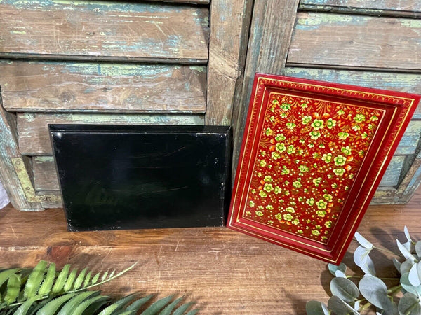 Vintage Original Kashmiri Hand Painted Floral Papier Mache Tray