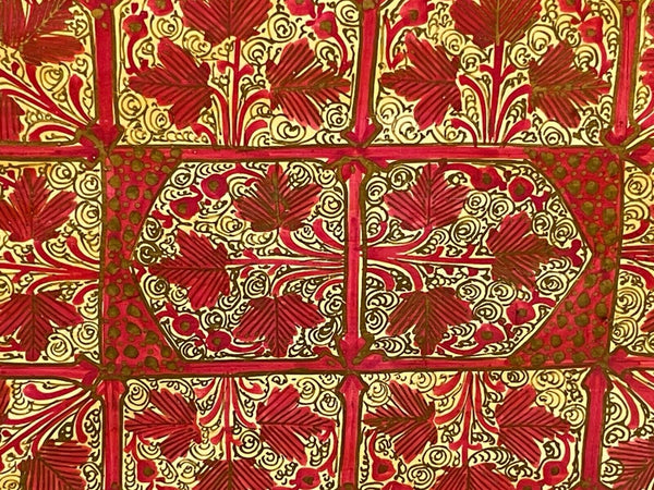Vintage Original Kashmiri Hand Painted Floral Papier Mache Tray